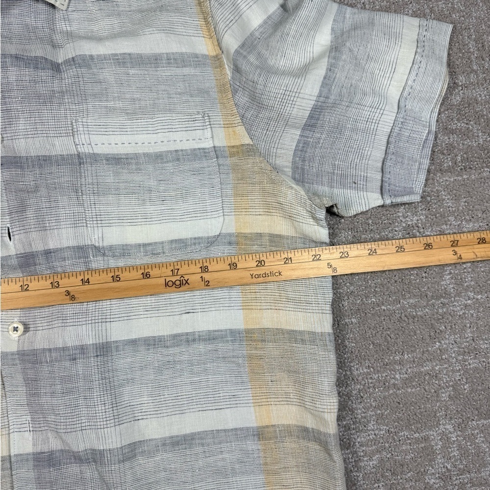 Tommy Bahama Mens 100% Linen Striped Button Down Mens Short sleeve Shirt Large - Picture 5 of 8